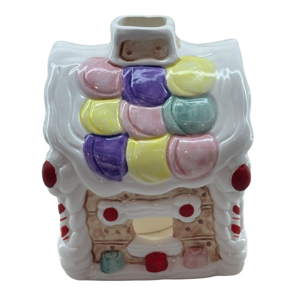 JASCO Candle Holder Gingerbread House Handpainted Ceramic Candy Cottage Vintage - Picture 7 of 15